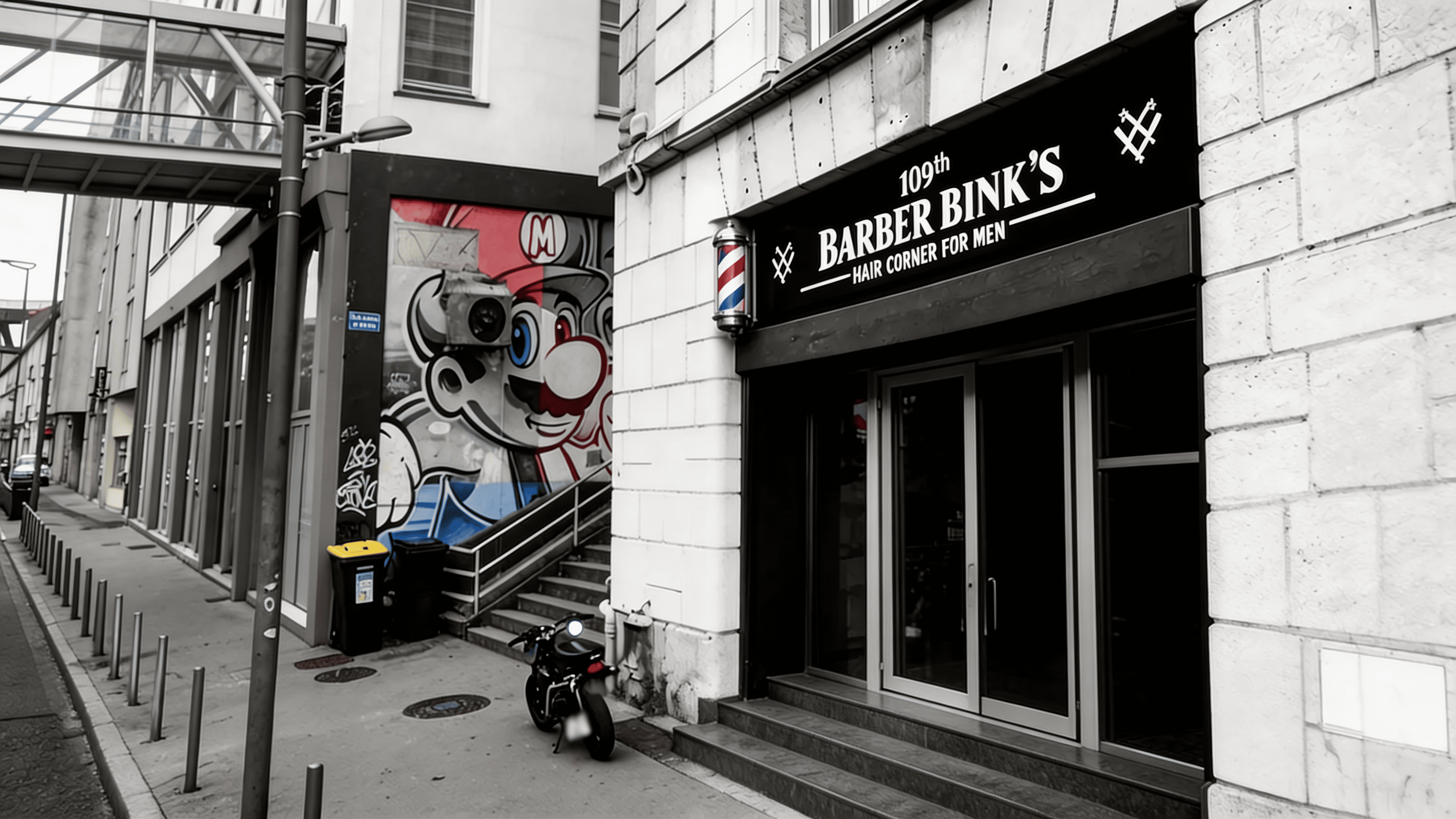 Vue d'ensemble du salon Barber Bink's à Poitiers.